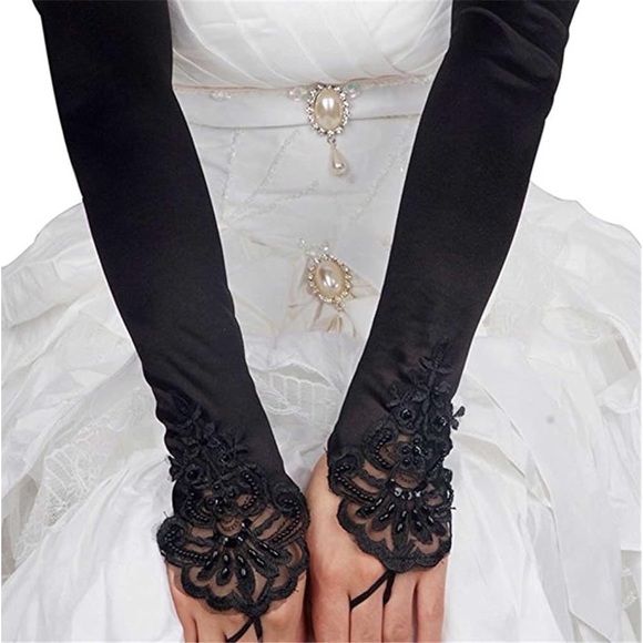 LOVARTS BEAUTY Long Wedding Gloves Lace Bridal Fancy Dress Prom Opera Gloves - Picture 10 of 11